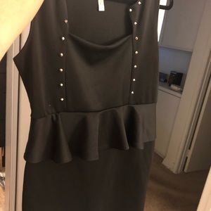 Black Peplum Dress with Silver details